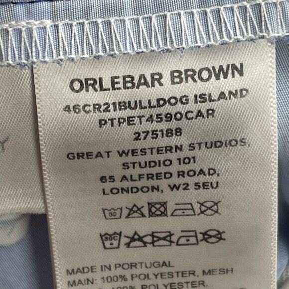 Orlebar Brown Bulldog Men's Size 38 Board Shorts Blue White Floral - Picture 9 of 10